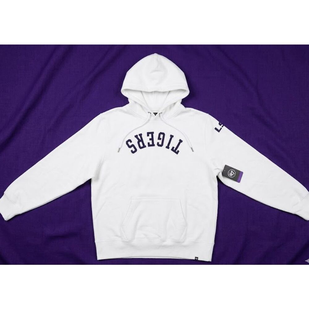 47 LSU Tigers Upside Down Collegiate Athletic Pullover Hoodie White XXL